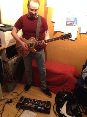 Laying down guitar tracks at Broadwood Studio